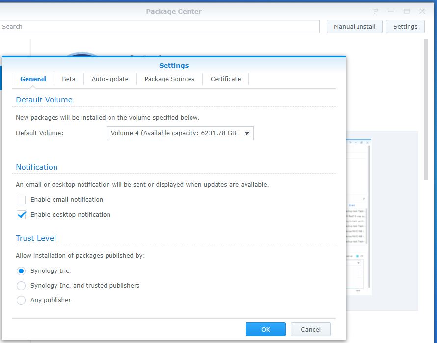 Change installation location of Synology Packages