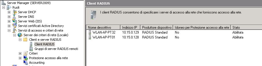 Windows Server 2008 Radius Clients list